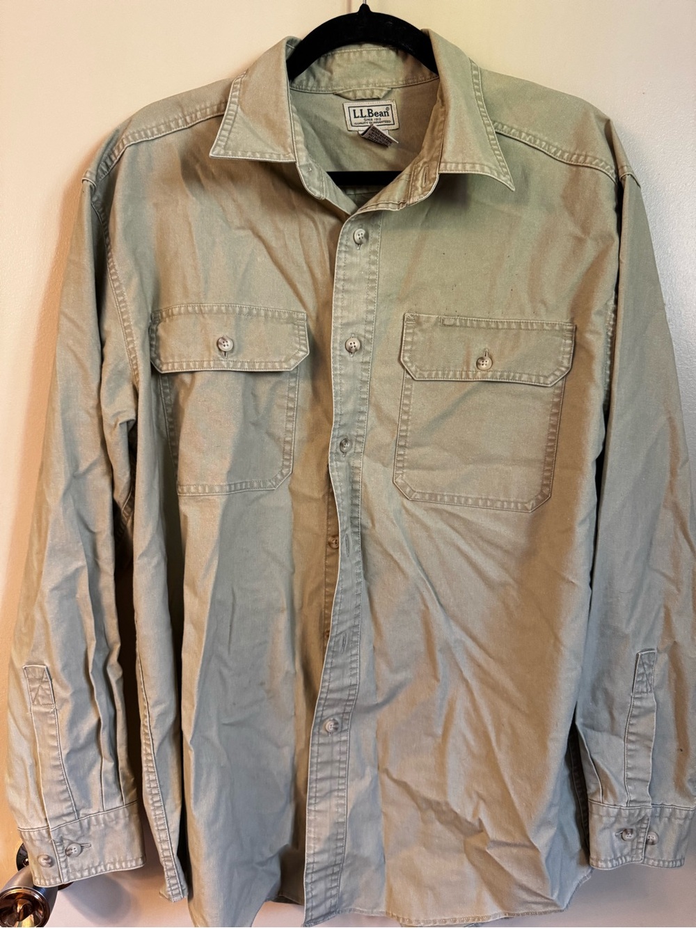 L.L. Bean Men's Olive Green Button-Front Shirt Jacket